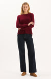 Asha Cashmere Center Stitch Sweater - Crimson