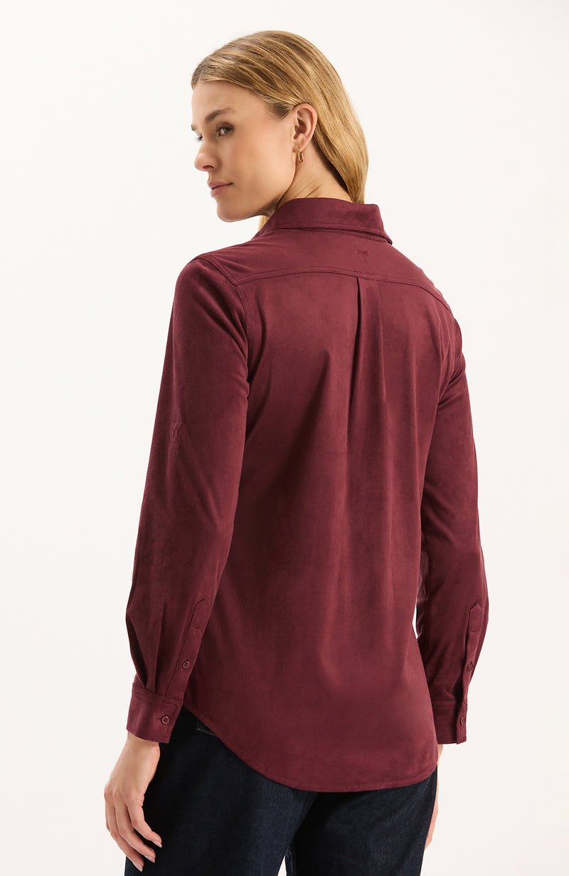 Addison Faux Suede Shirt - Tawny Port