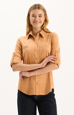 Addison Faux Suede Shirt - Golden Wheat