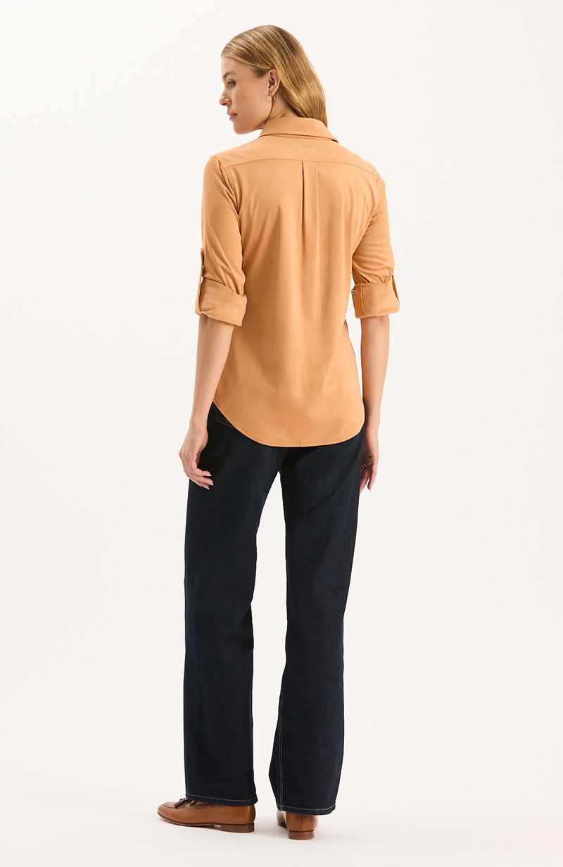 Addison Faux Suede Shirt - Golden Wheat