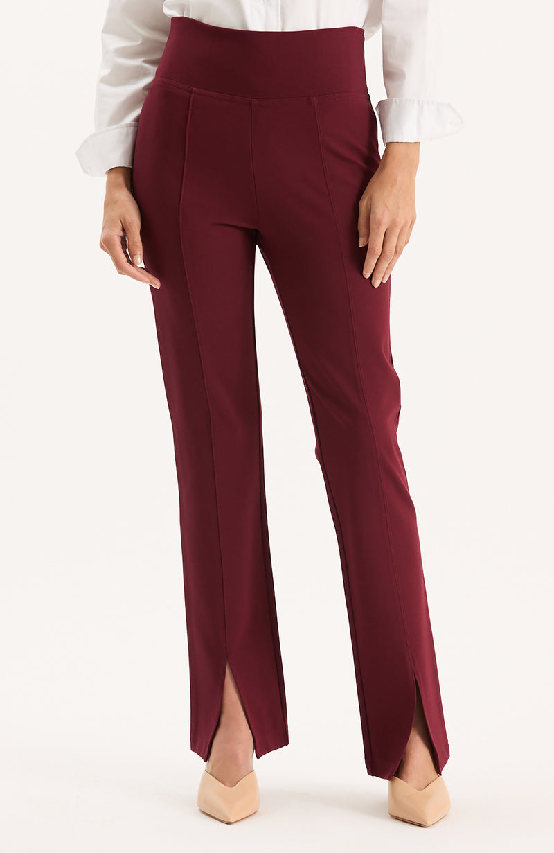 Margie Ponte Slit Front Pant - Tawny Port