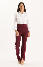 Margie Ponte Slit Front Pant - Tawny Port