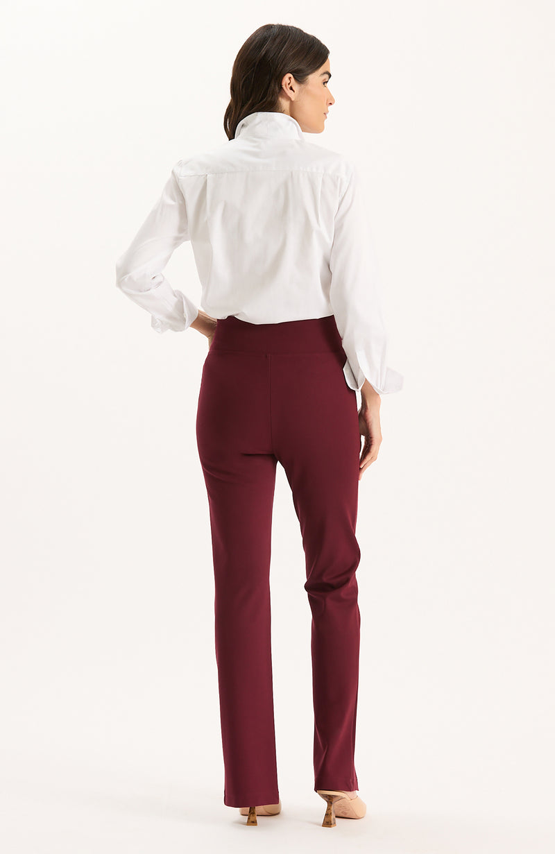 Margie Ponte Slit Front Pant - Tawny Port