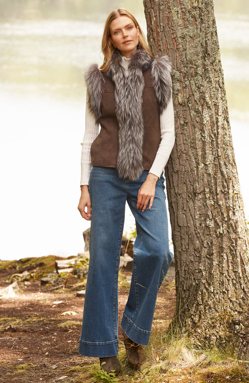 Fur Suede Vest - Walnut