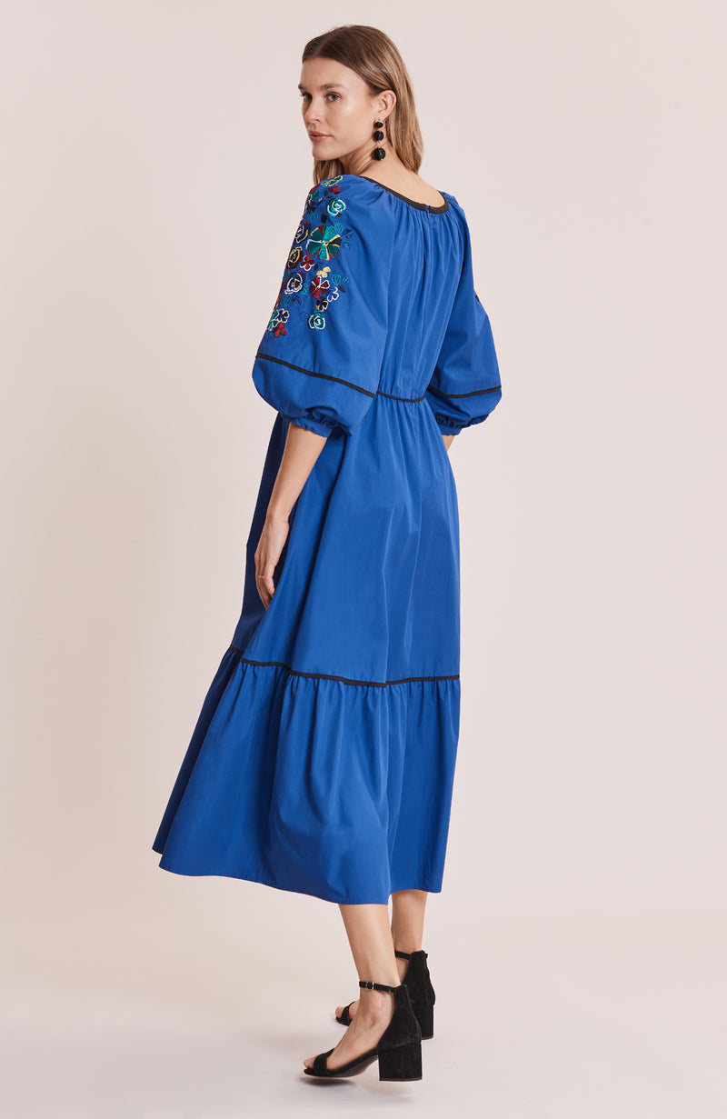 Sophie Embroidered Sleeve Dress - Sapphire