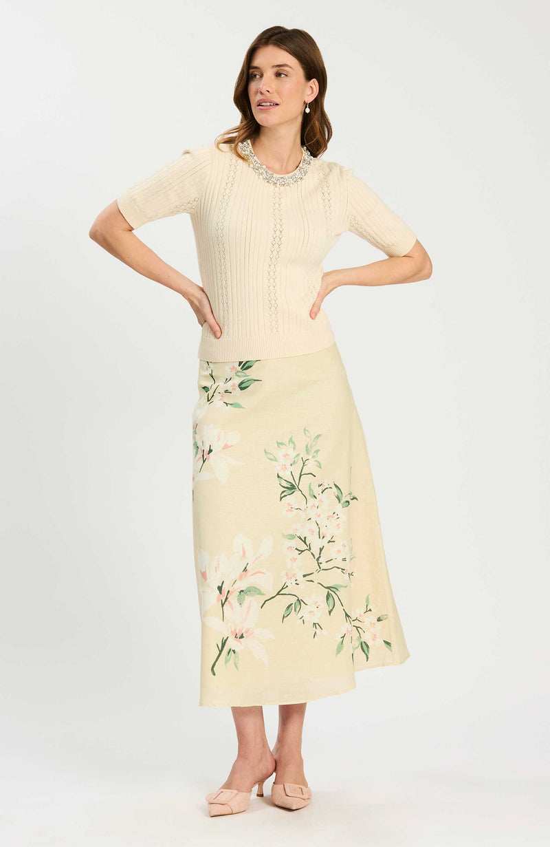 Drew Embellished Pointelle Sweater - Cloud – tyler böe