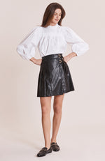Perry Vegan Leather Pleated Skirt - Black