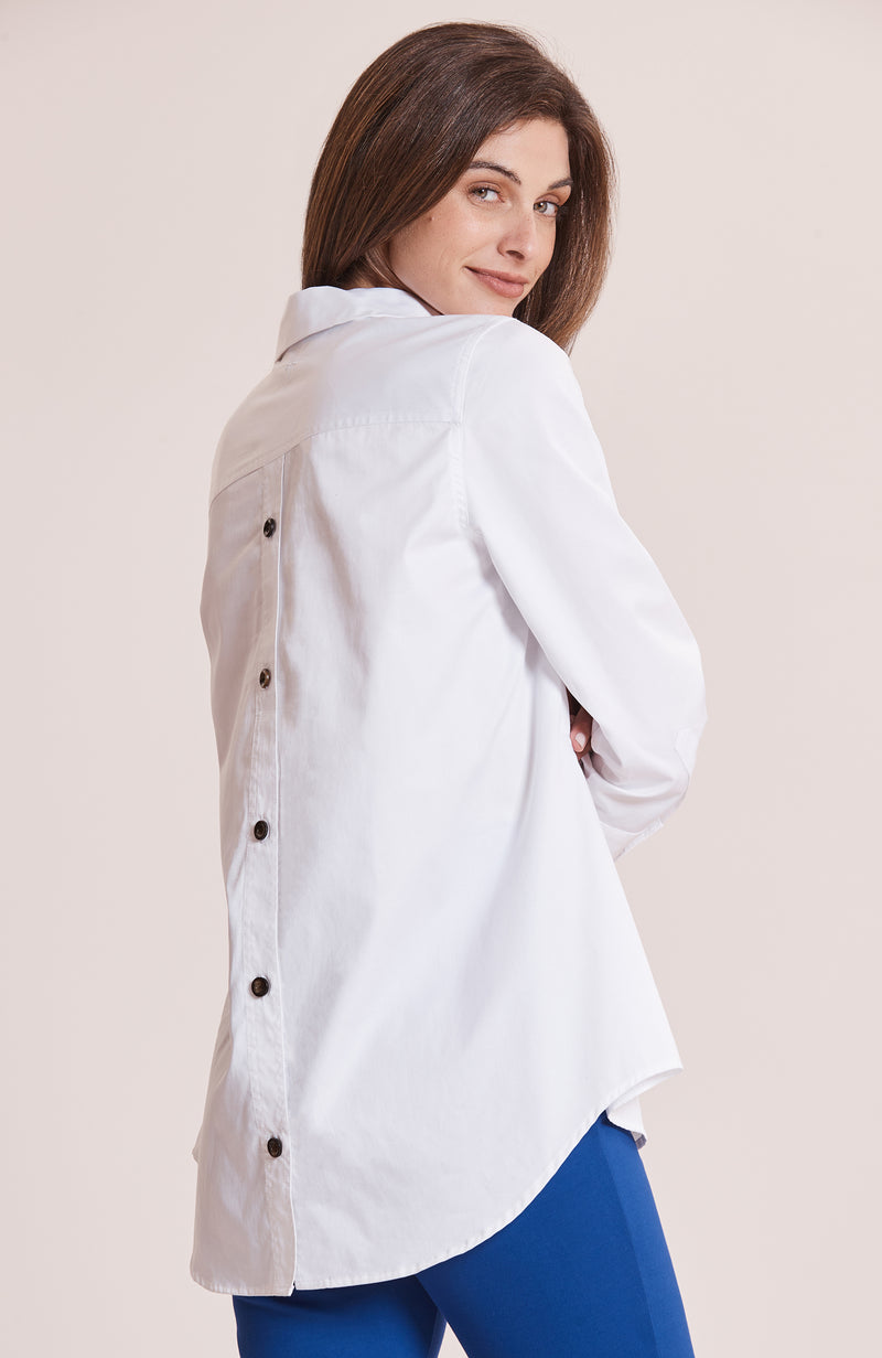 Ginny Button Back Shirt - White