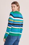 Dropped Mock Neck Striped Sweater - Verde
