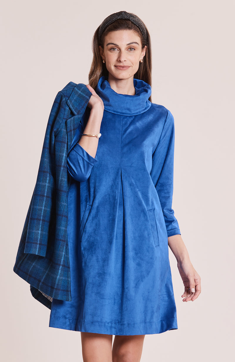 Kim Faux Suede Dress - Sapphire