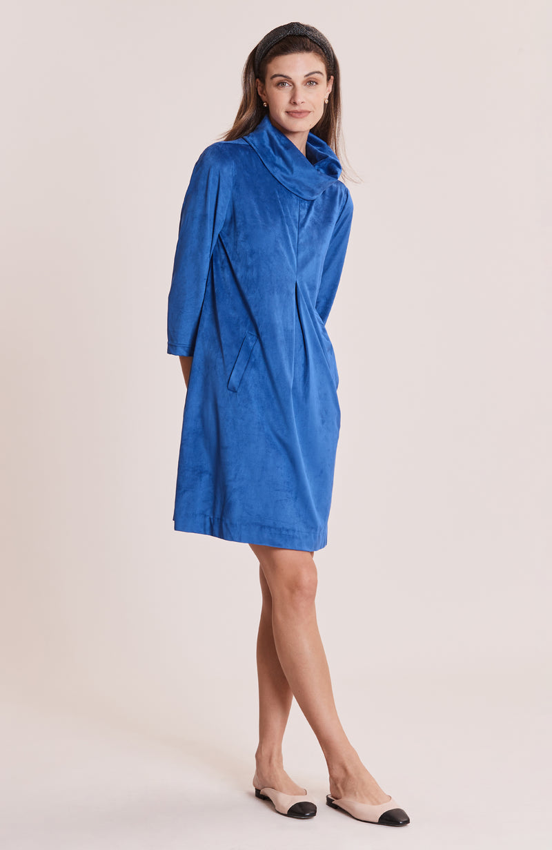 Kim Faux Suede Dress - Sapphire