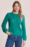 Pointelle Scoop Neck Sweater - Verde