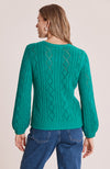 Pointelle Scoop Neck Sweater - Verde