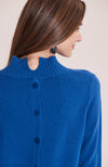 Cashmere Button Back Sweater - Sapphire