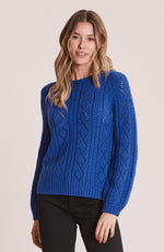 Pointelle Scoop Neck Sweater - Sapphire