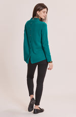 Cashmere Button Back Sweater - Deep Verde