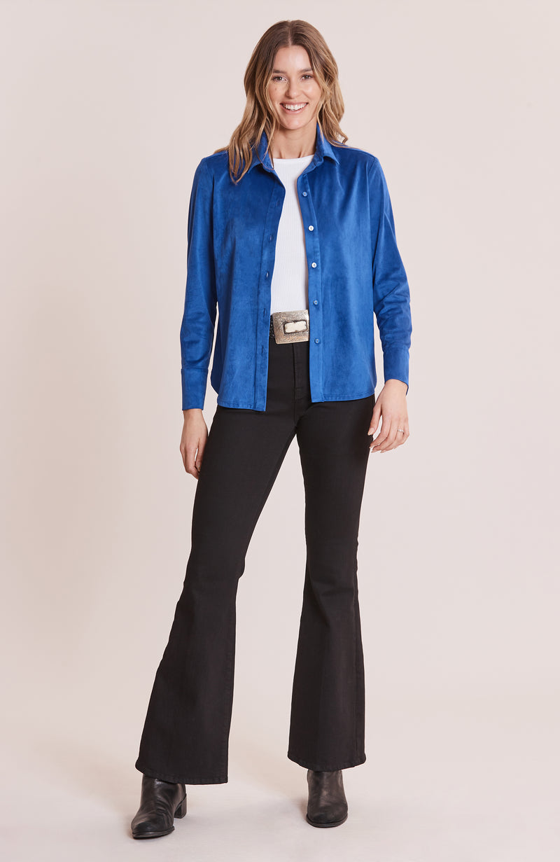 Faux Suede Club Shirt - Sapphire