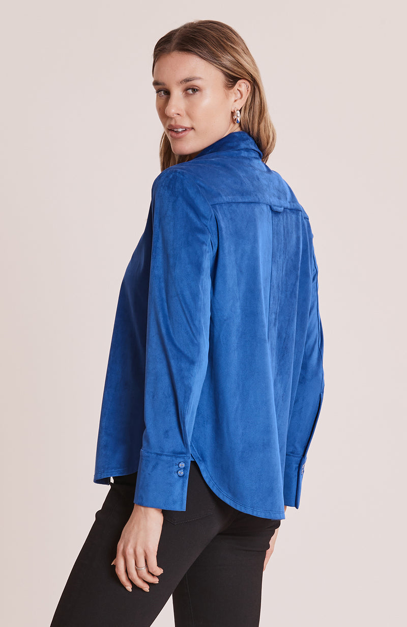 Faux Suede Club Shirt - Sapphire