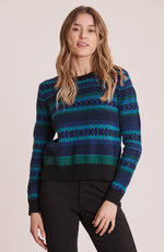 Fairisle Edged Crewneck Sweater - Verde
