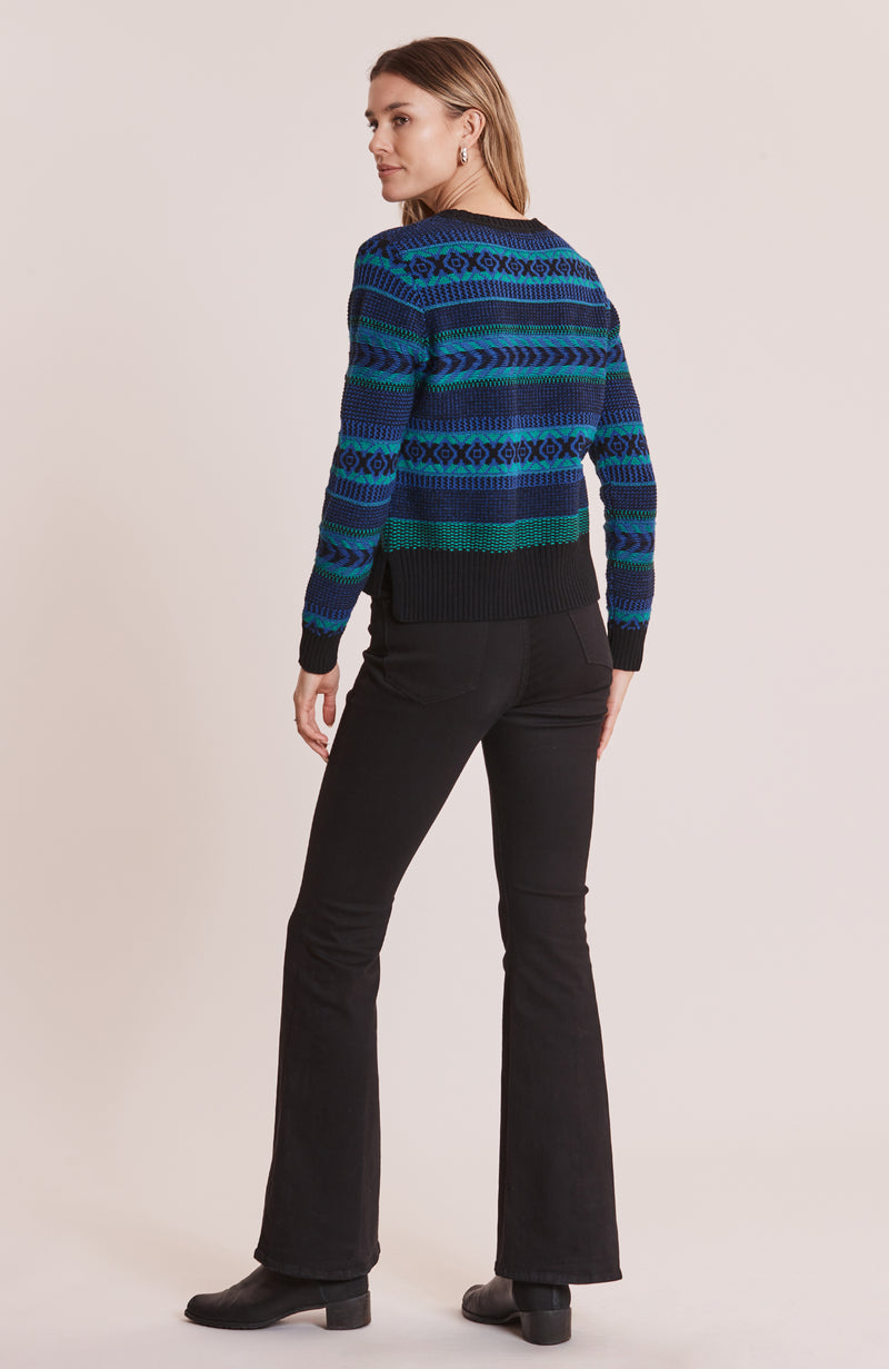 Fairisle Edged Crewneck Sweater - Verde