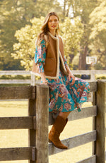 Jules Silk Teal Paisley Wrap Dress - Teal Paisley