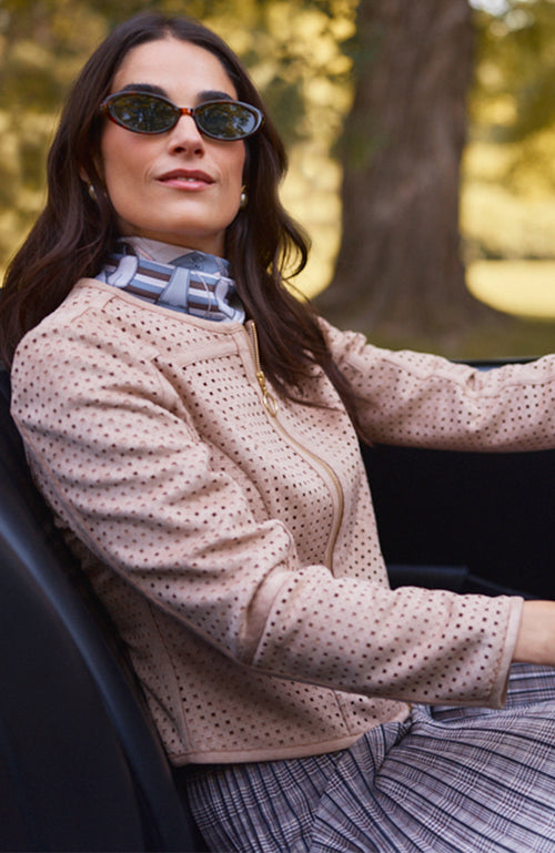 Piper Punched Faux Suede Jacket - Golden Wheat