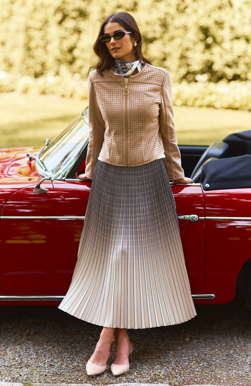 Cara Pleated Skirt - Ombré Plaid