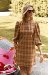 Sherri Knit Dress - Golden Tawny Wheat Plaid