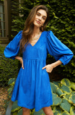 Eva Faux Suede Dress - Sapphire