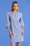 Sheri Reverse Check Dress - Bermuda Blue