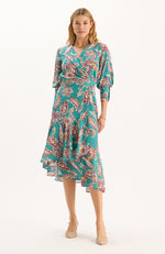 Jules Silk Teal Paisley Wrap Dress - Teal Paisley