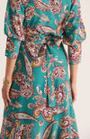 Jules Silk Teal Paisley Wrap Dress - Teal Paisley