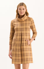 Kim Knit Dress - Golden Tawny Wheat Plaid