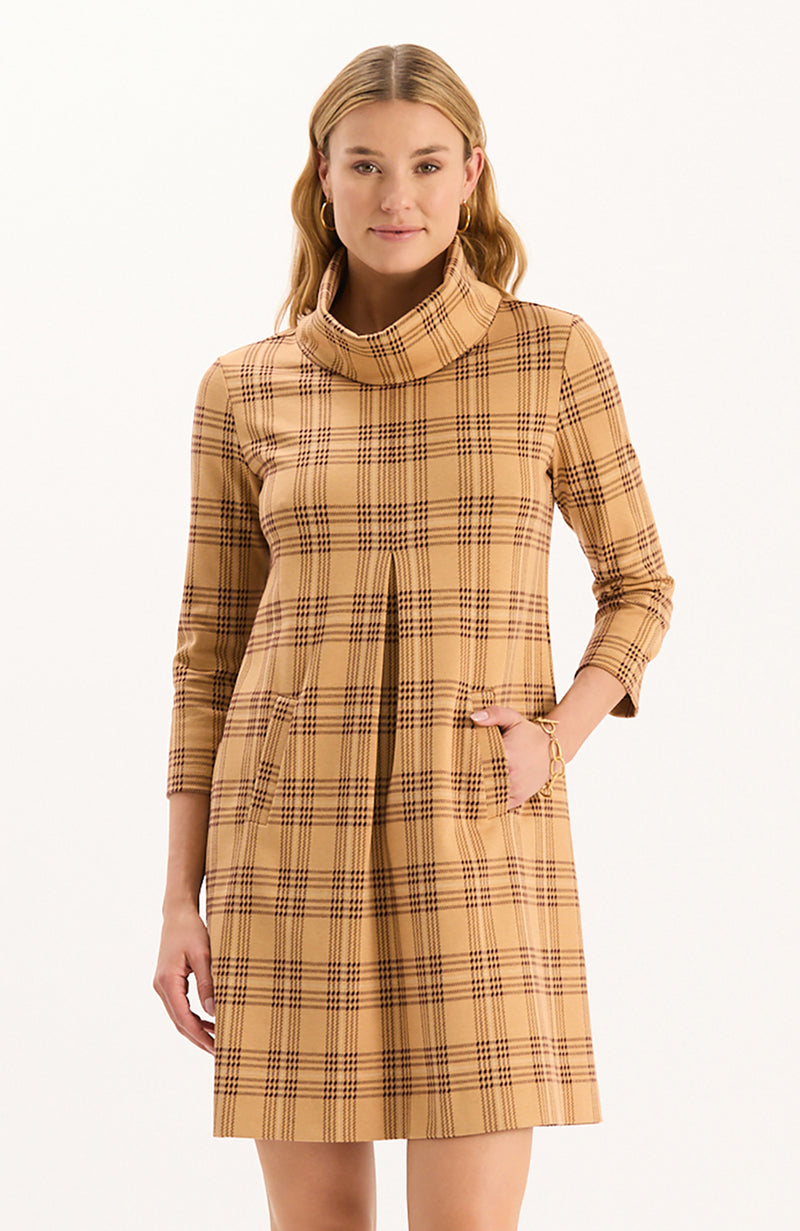 Kim Knit Dress - Golden Tawny Wheat Plaid