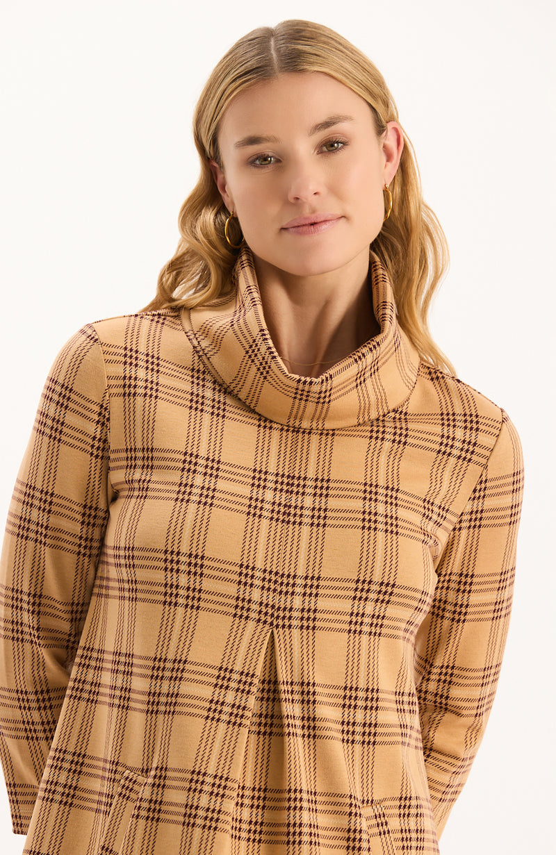 Kim Knit Dress - Golden Tawny Wheat Plaid