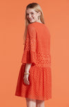 Ingrid Eyelet Skimmer Dress - Orange Red
