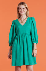 Eva Solid Linen Dress - Parakeet
