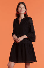 Ingrid Eyelet Skimmer Dress - Black