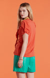 Kari Puff Sleeve Tee - Orange Red