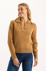 Tess Horsebit Pullover Sweater - Camel