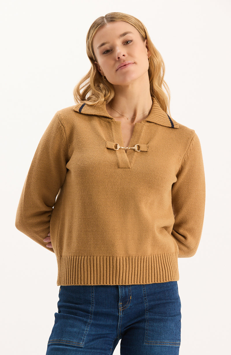 Tess Horsebit Pullover Sweater - Camel