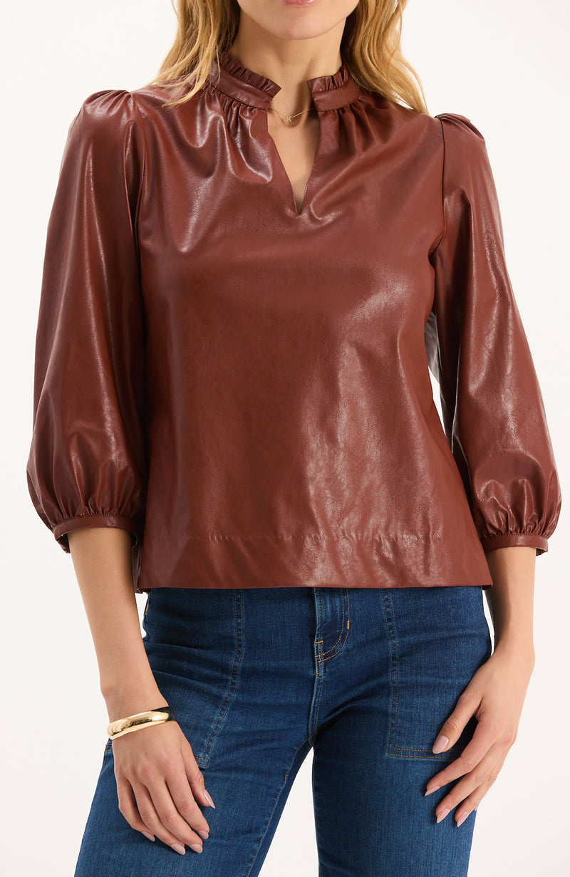 Penny Vegan Leather Topper - Cherry Mahogany