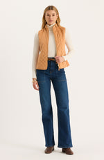 Faux Suede Moto Vest - Golden Wheat