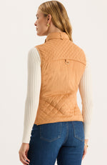 Faux Suede Moto Vest - Golden Wheat