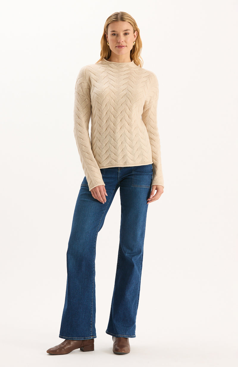 Gracie Cashmere Basketweave Sweater - Fog