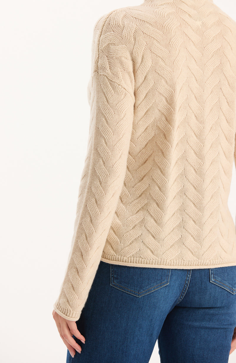 Gracie Cashmere Basketweave Sweater - Fog