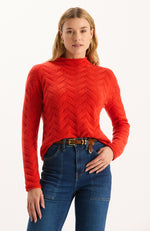Gracie Cashmere Basketweave Sweater - Coralito