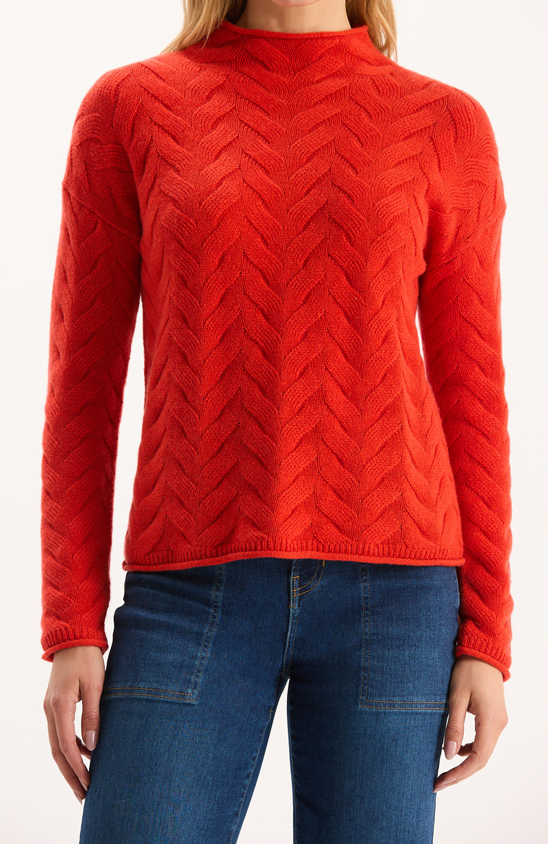 Gracie Cashmere Basketweave Sweater - Coralito