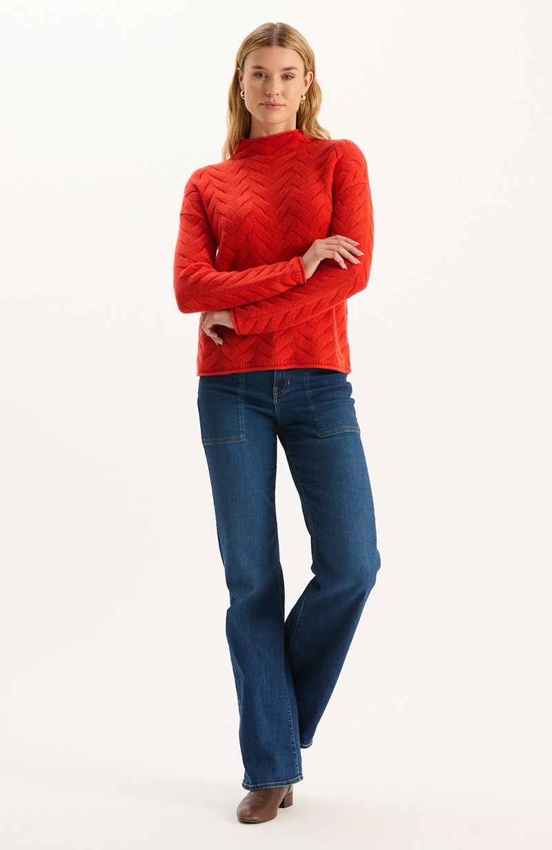 Gracie Cashmere Basketweave Sweater - Coralito