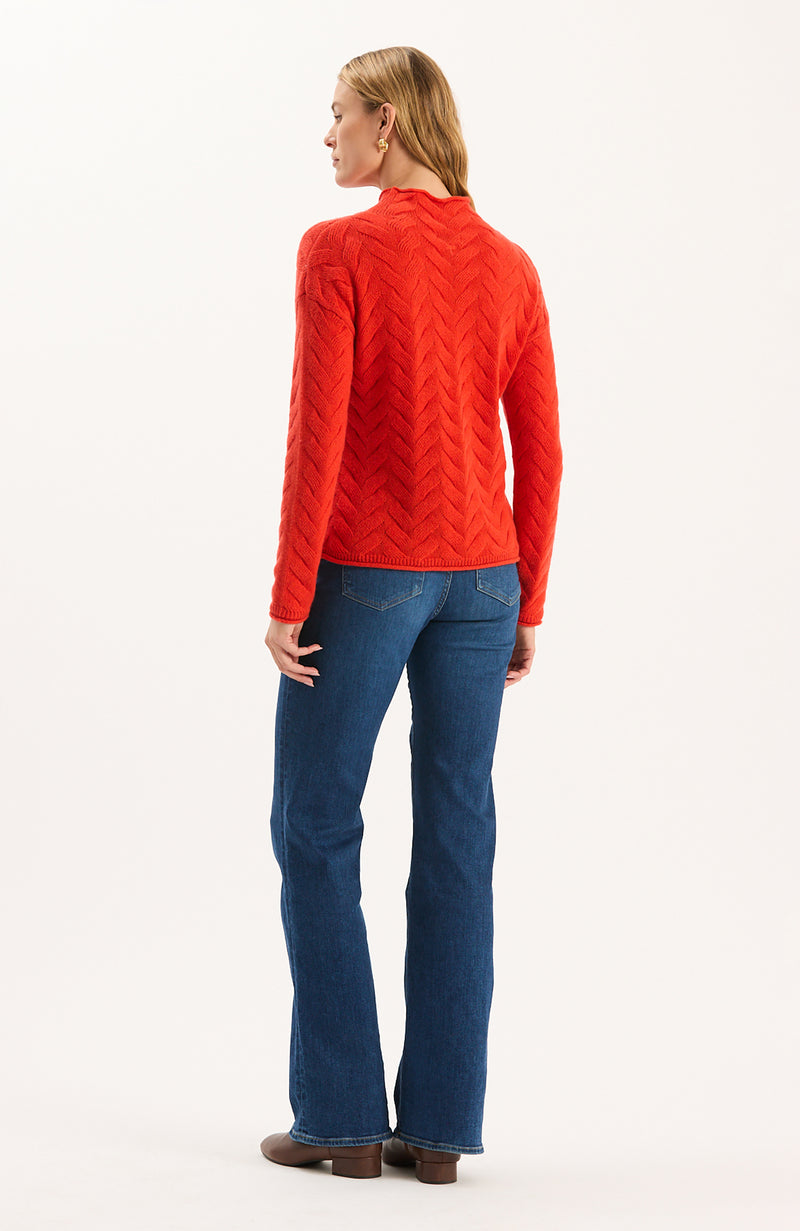 Gracie Cashmere Basketweave Sweater - Coralito